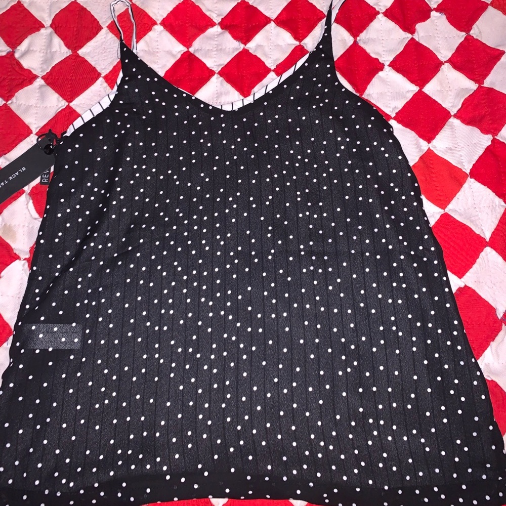 Black Tape Reversible Black Polka Dot Small Tanktp